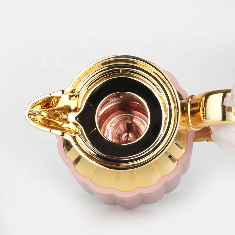 Turkish Style Sunny Shape Plastic BPA FREE pink gold 0.7 liter Glass Liner Flask Coffee & Tea sets