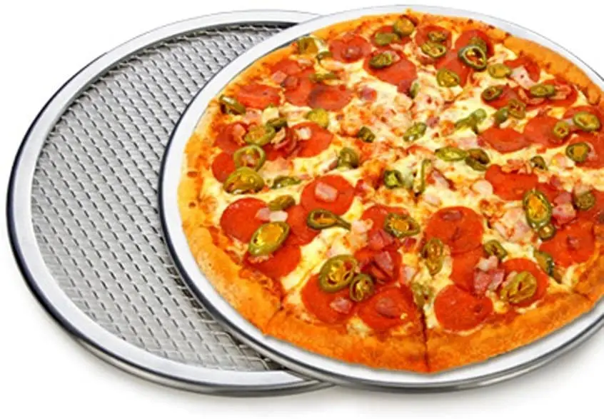 Restaurant  Heat Resistance 8 10 12 14 16 inch aluminum pizza pan baking tray aluminum pizza screen pizza tray