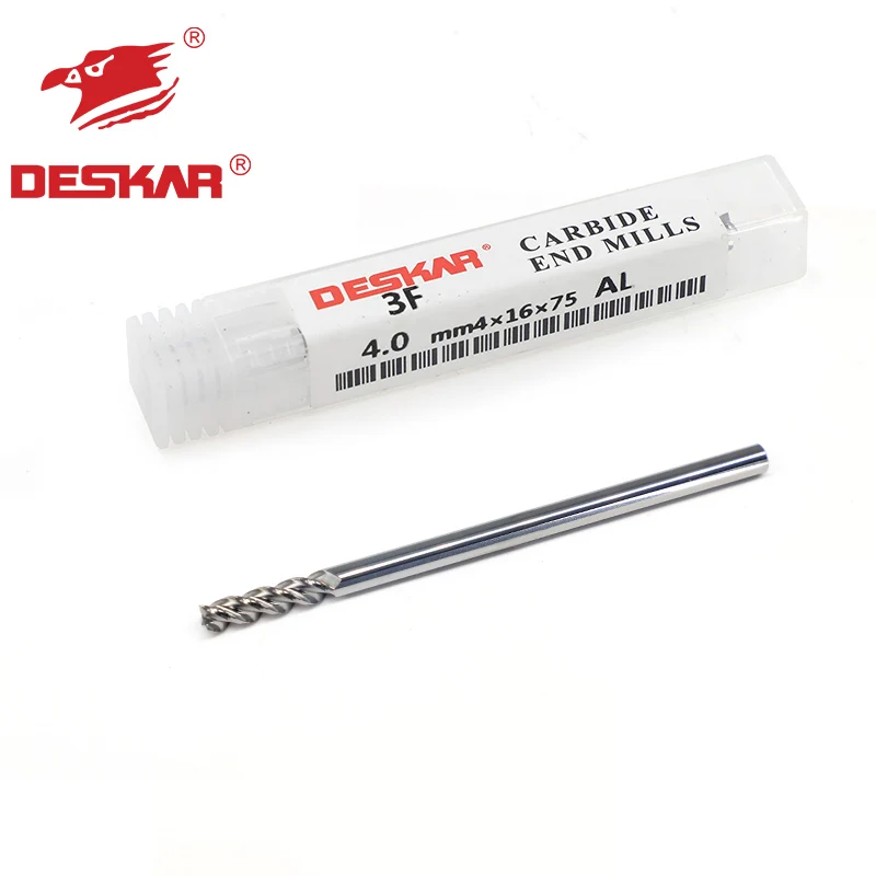 DESKAR 3F-4.0mmX4X16X75  AL 3 Flute 4mm Carbide End Mill For Aluminum