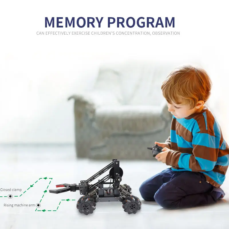 Radio-controlled toys Stunt car with camera Diy car assembly Wifi 720p camera Memory programming Manipulator Toy robot car