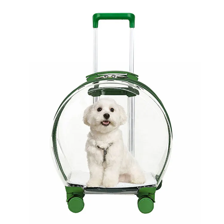 Wheeled Pet Cart Full Transparent Pet Trolley Tote Bag Airline Approved Pet Travel Suitcase