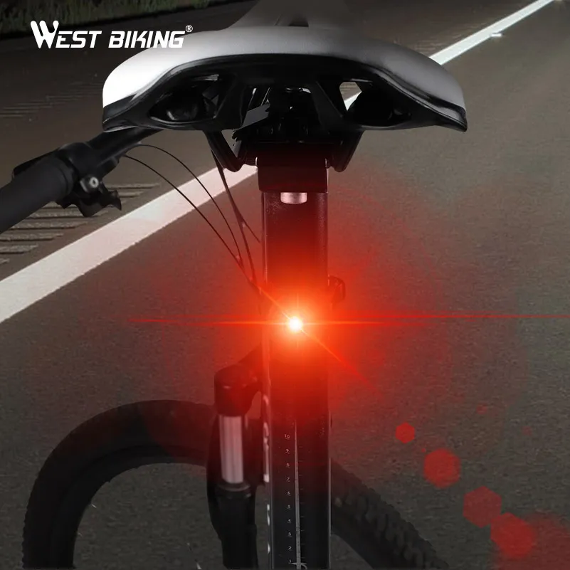 WEST BIKING Mini Safety 50 Meters Visible 3 Modes Double LED Bike Rear light Waterproof 240 degrees Visible Bicycle Front Light