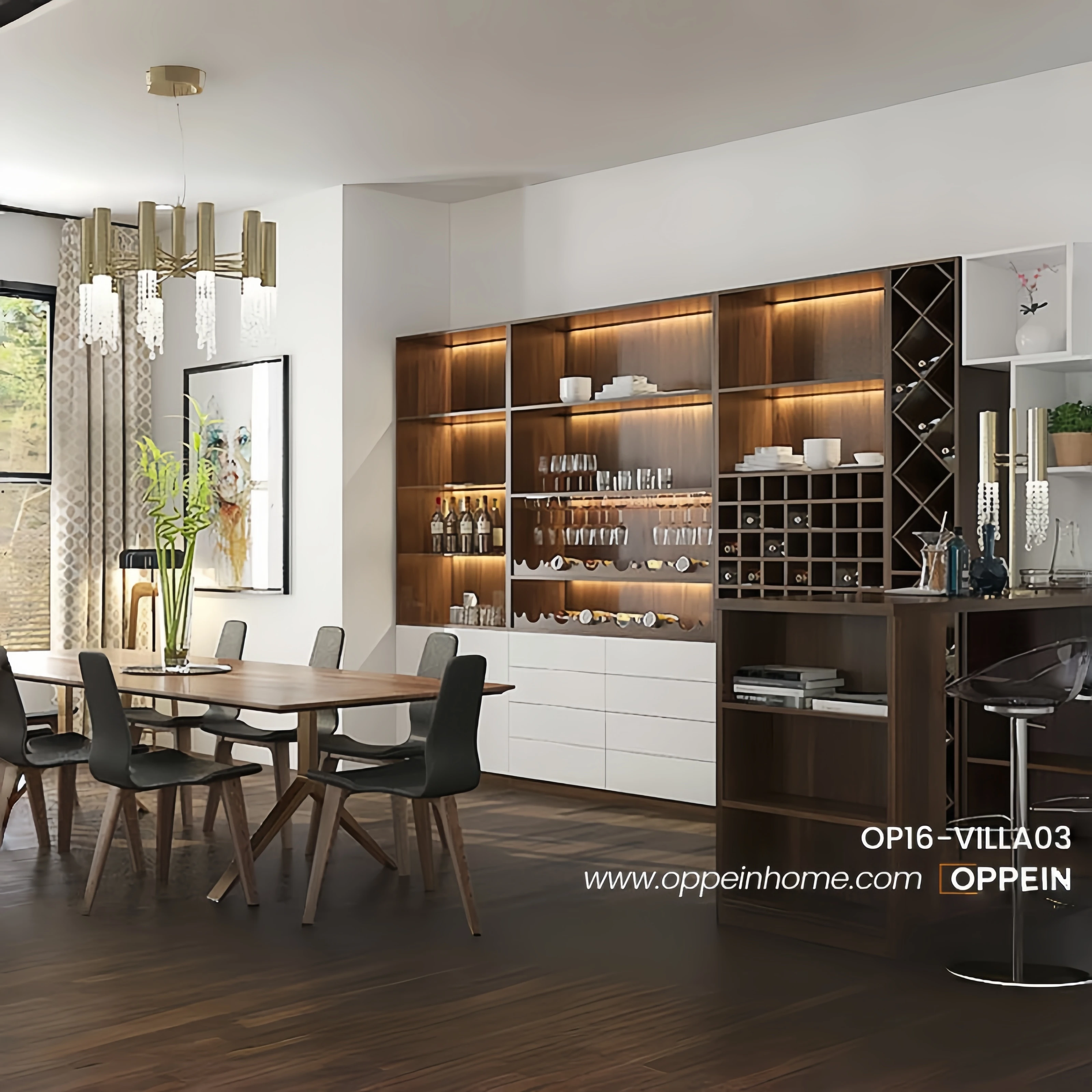 OPPEIN Factory Price Free 3D Design Modern Humanized Design Two Storey Villa Home Furniture Set