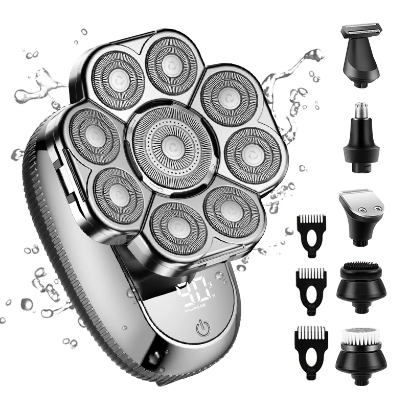 Mens Bald Nose Barber Hair Razor Electric Rechargeable Portable Mini Powerful Portable 5-in-1 Waterproof Electric Shaver