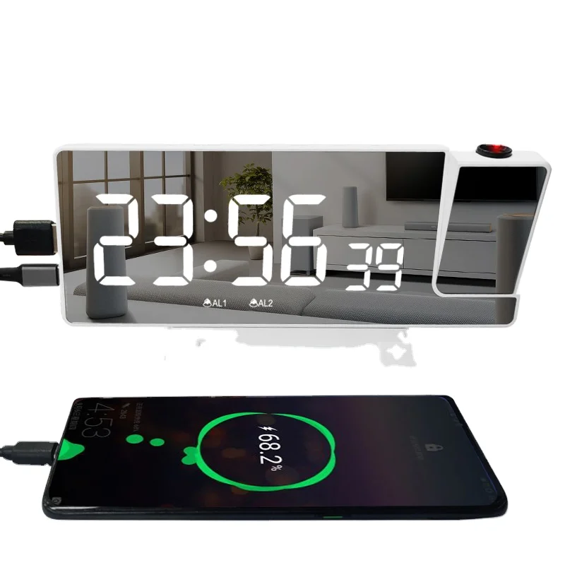 Новинка 2022, оптовая продажа, часы со светодиодным дисплеем, радио проекция, будильник, светодиодный календарь, будильник, часы с температурой