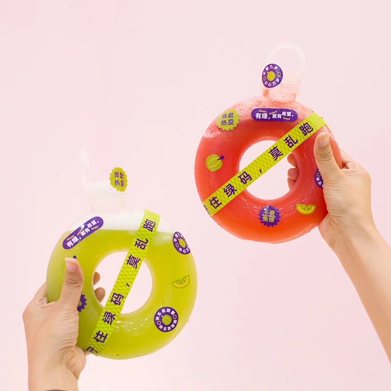 16oz 500ml HIgh Temperature Resistance PP Plastic BPA FREE Juice Bottle Custom donut shaped