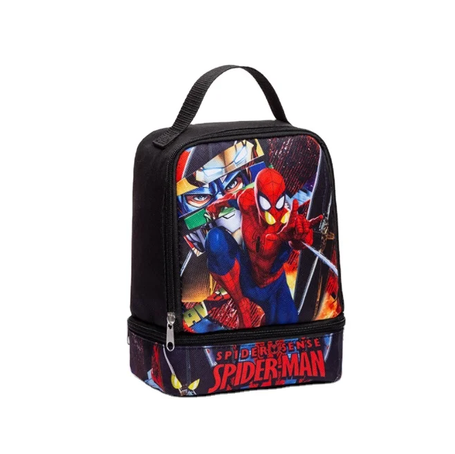 Новая детская Портативная сумка для ланча, креативные двойные сумки для бенто, сумка для ланча для студентов с мультипликационным анимационным рисунком