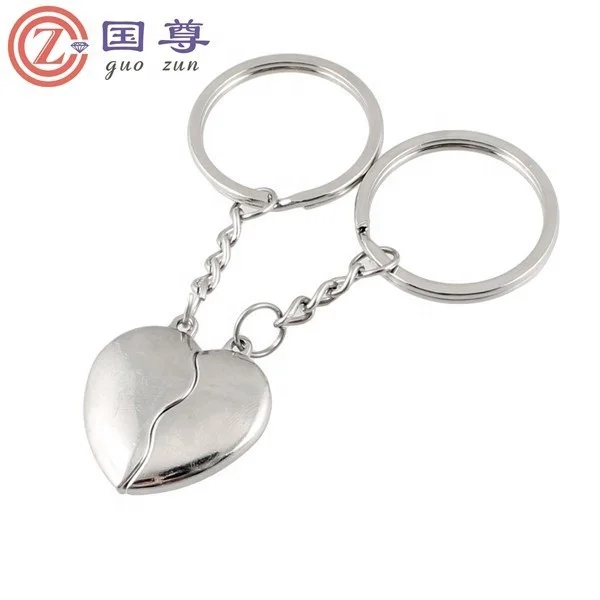 High quality Stylish Lovely Heart Cute Couple Keychain Love Keychain Key Ring steel heart-shaped key ring with Heart Pendant