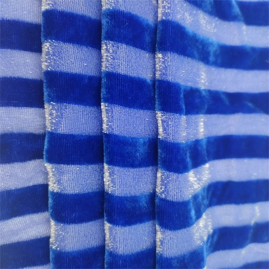 New Design Jacquard Lurex Brocade Somali Dirac Stripe Burnout Silk Velvet Fabric Metallic Lurex Chiffon Jacquard