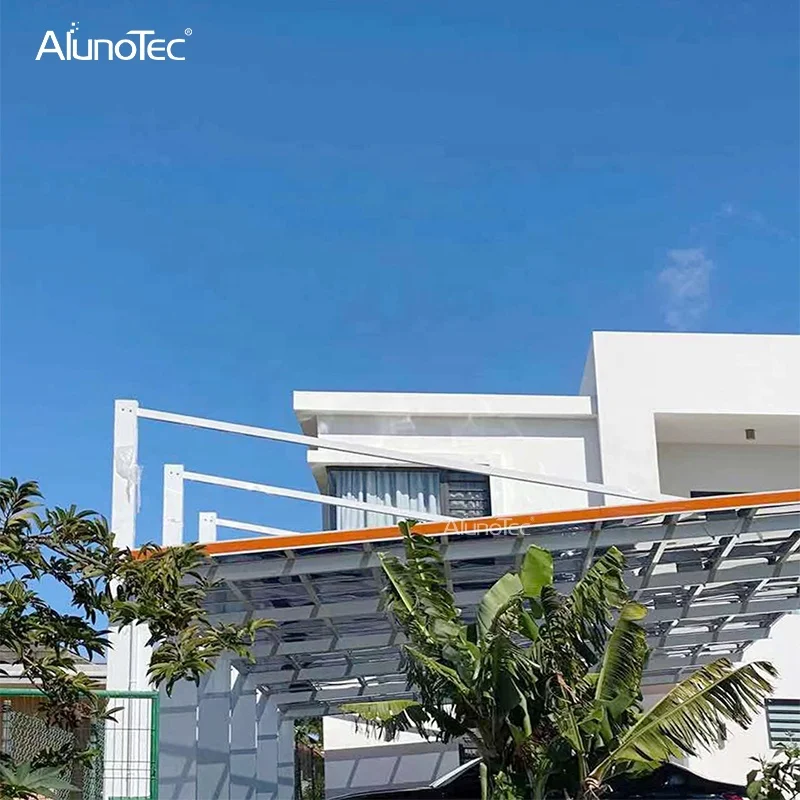 AlunoTec Garage Roof Polycarbonate Sheet Two Cars Canopy Aluminium Garage Cover Carport Car Port
