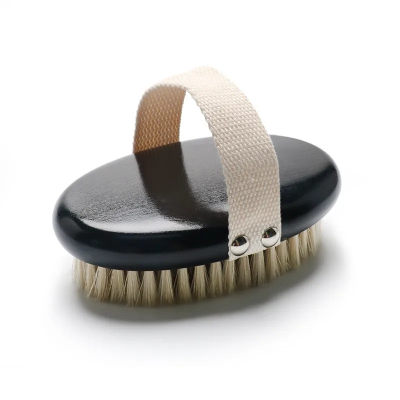 Factory Wholesale Black 100% Natural Vegan Sisal Bristle Exfoliating Brush Bamboo Wooden Handle Shower Dry Body Bath Brush