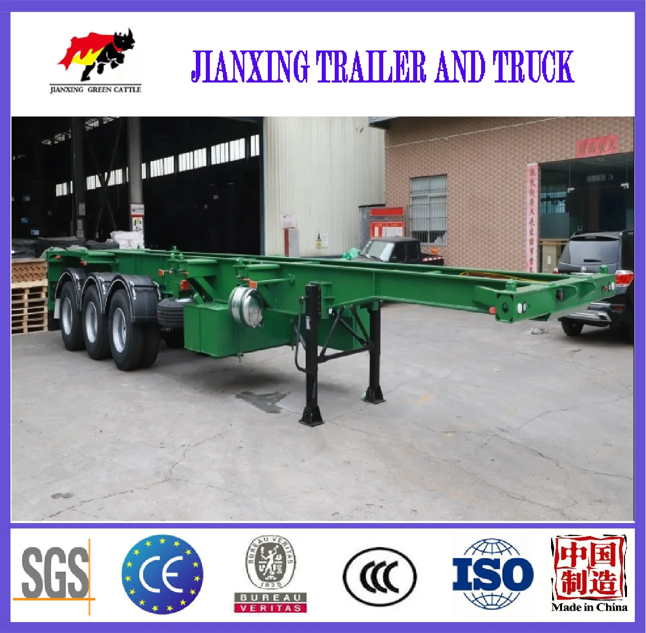 3 axles skeleton container semi trailer chassis trailer jost screw container twist lock container skeleton truck semi trailer