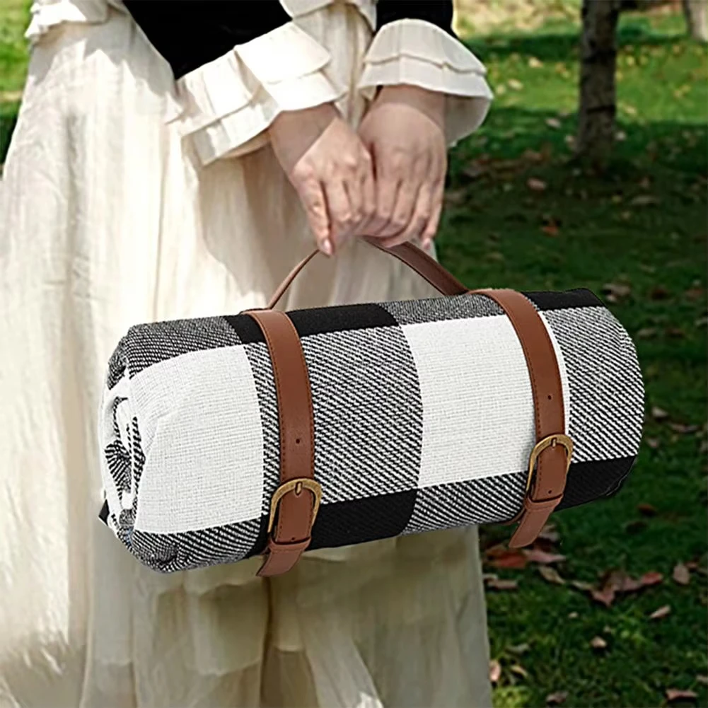 Waterproof Outdoor Picnic Mat Camping Beach Mat Colorful Plaid Stripe Rectangular Sleeping Blanket Pad Living Room Carpet