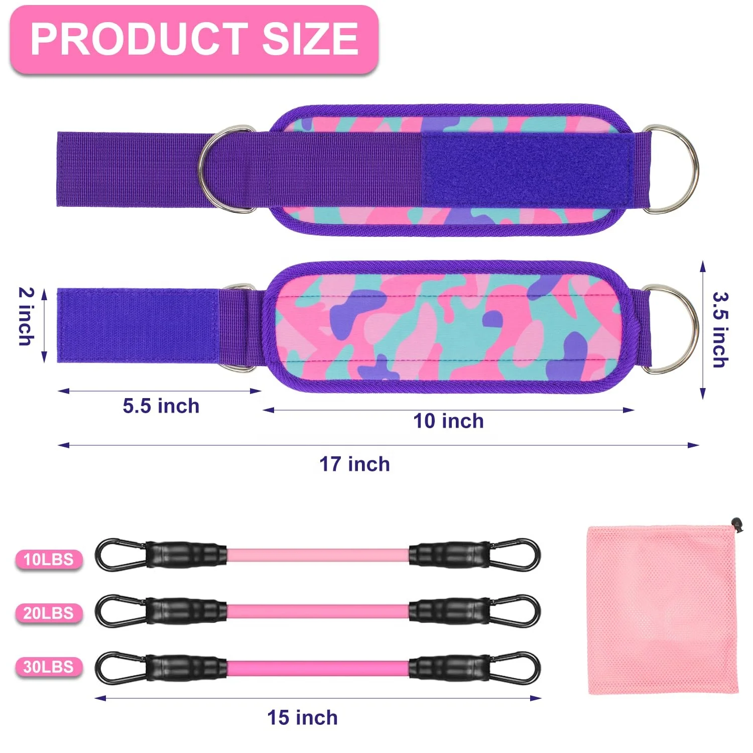 Wholesale High Quality Yoga Resistance Tube Training Elastic Rubber Latex Material Booty Ankle Resistance Bands With Cuffs
