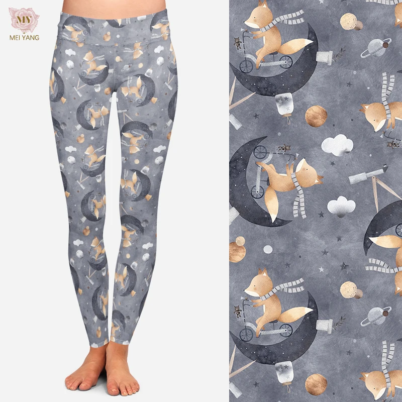 2023 Fox Watercolor Printed Leggings High Waist Buttery soft Yoga Workout Gym Digital print Leggings