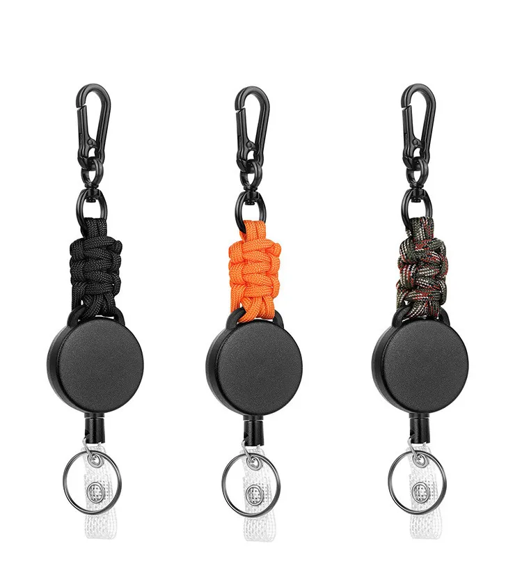 BSBH Custom Multi-functional Nylon Webbing Strap Keychain with Badge Holder for Camping Hiking Fishing