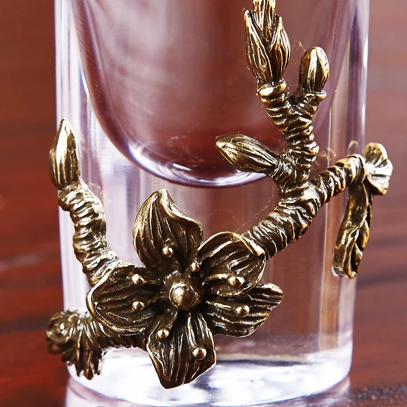 Hand Painted Enamel Liquor Cup Gift Box Set Crystal Wine Divider One Shot Glass Household Spirit Cup Upscale Wine Glass Set