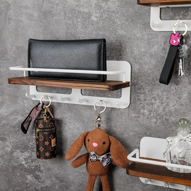 White Storage Organizer Metal Rail Small Bathroom Shelves Set of 3 Spice Rack White Wall Mount Wood Shelves