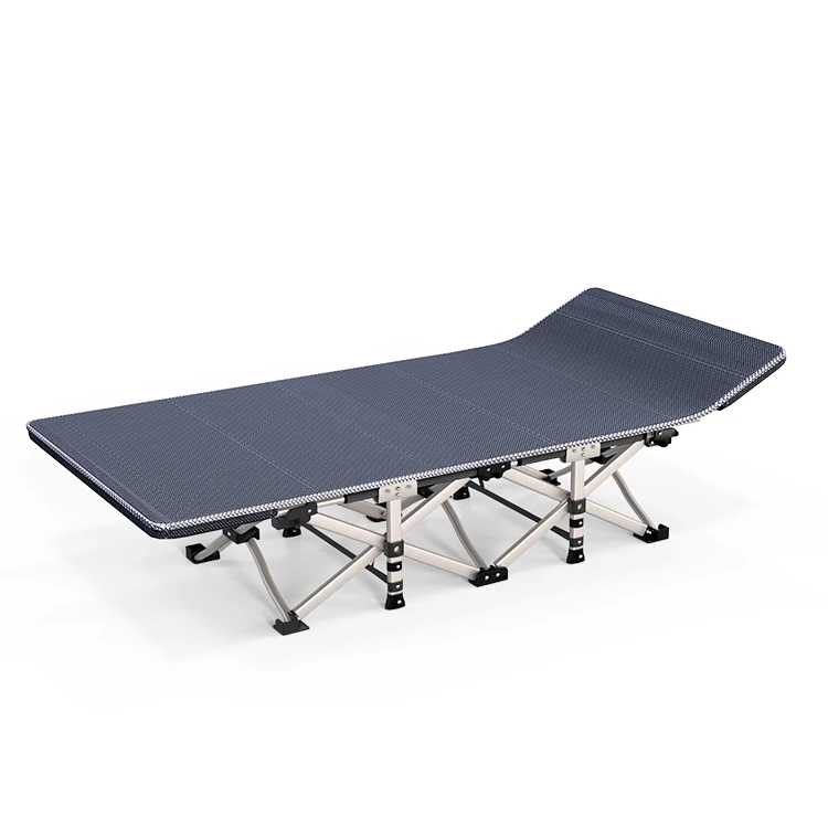 China portable outdoor leisure folding camping bed metal steel pipes camping arm cot bed for sale