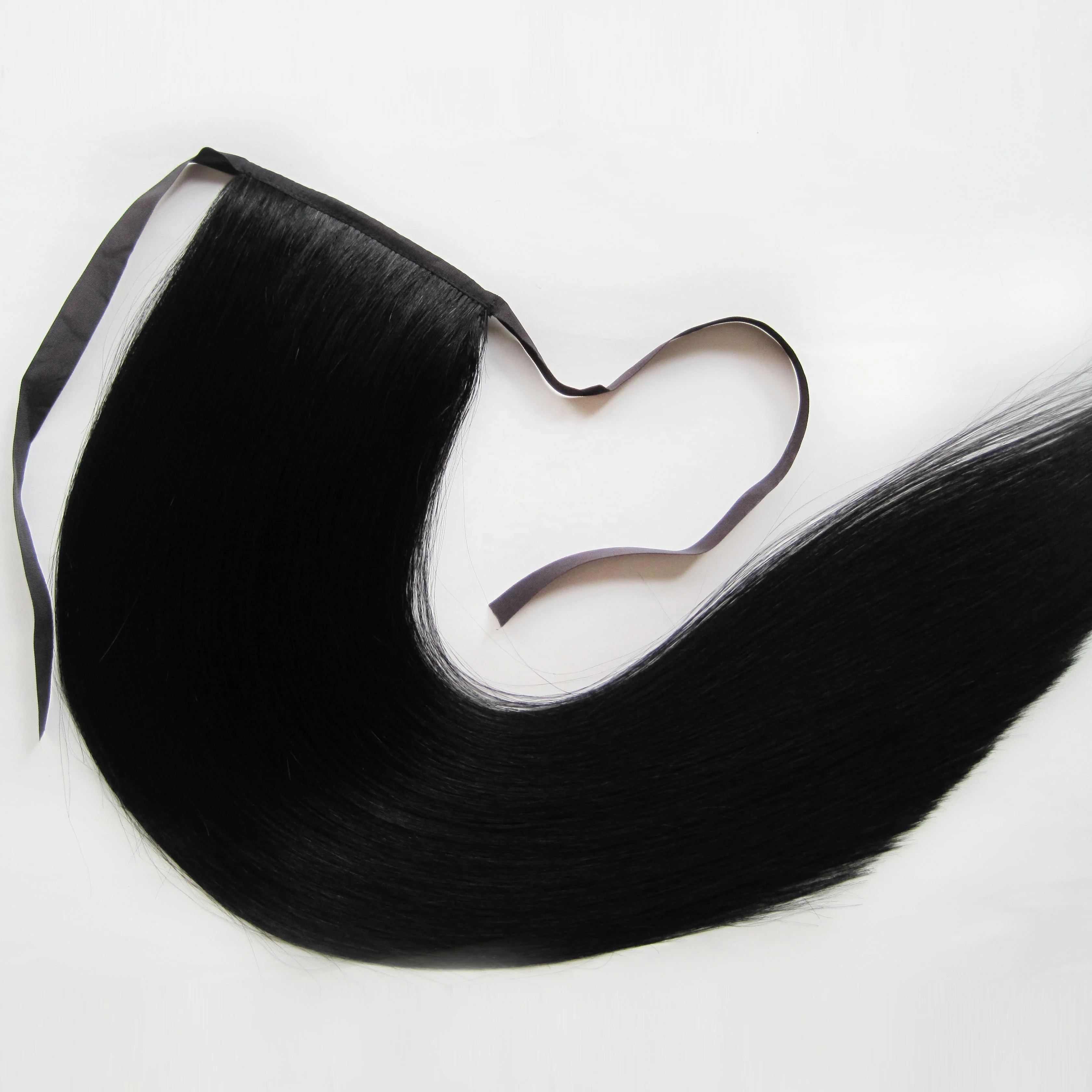  Оптовая продажа лучшее качество натуральные необработанные человеческие волосы для наращивания прямые конского хвоста с Кулиской