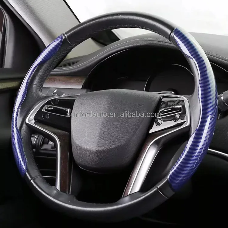 Separated Half Carbon Fiber Car Steering Wheel Cover Non-Slip Steering Cover Protector Anti Dust Washable Interior Accessories