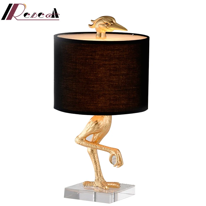 Hot Design Special Design Animal Shape Crane Artistic Gold Table Lamps Custom Hotel Engineering Table Lamp