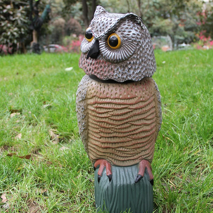 Rotating Head Plastic Owl Bird Deterrents Bird Scarecrow Owl Decoy Sculpture For Outdoor Garden Yard