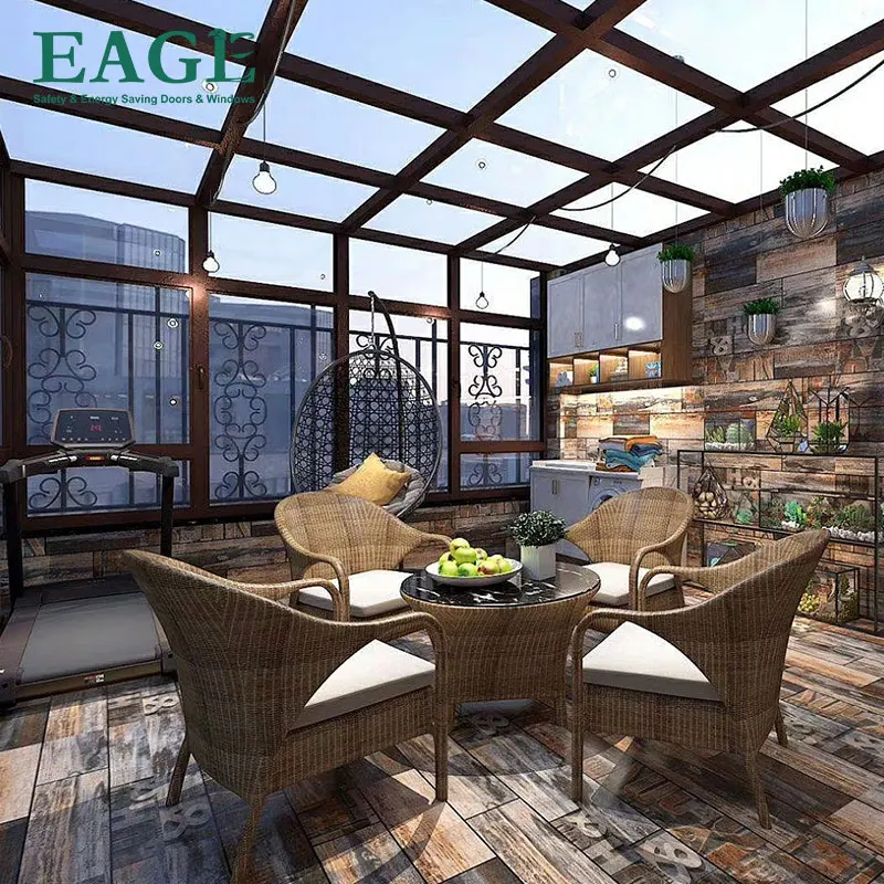 Aluminum outdoor glass house extension sun room with LOWE glass waterproof