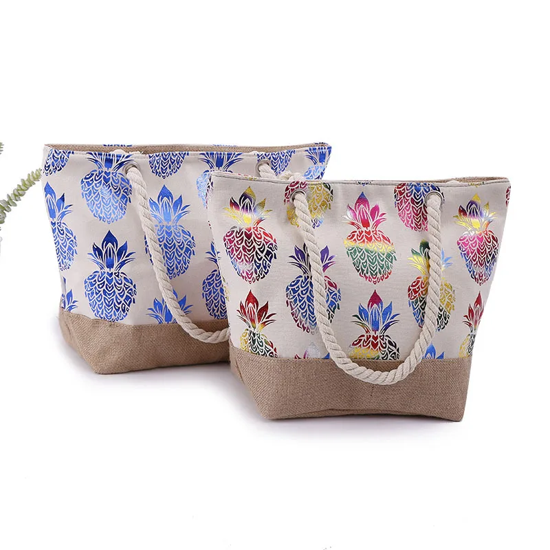 Экологичные многоразовые льняные легкие сумки для покупок через плечо, женские пляжные сумки-тоуты