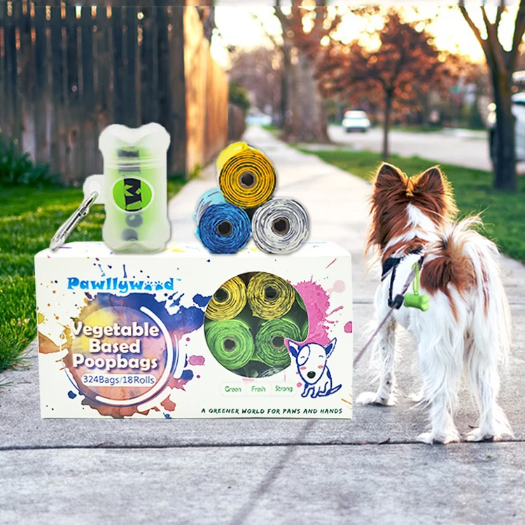 OEM Private Label Dog Poop Bag Eco Friendly with Free Dispenser,  Biodegradable & Compostable, 18/28Rolls Per Box