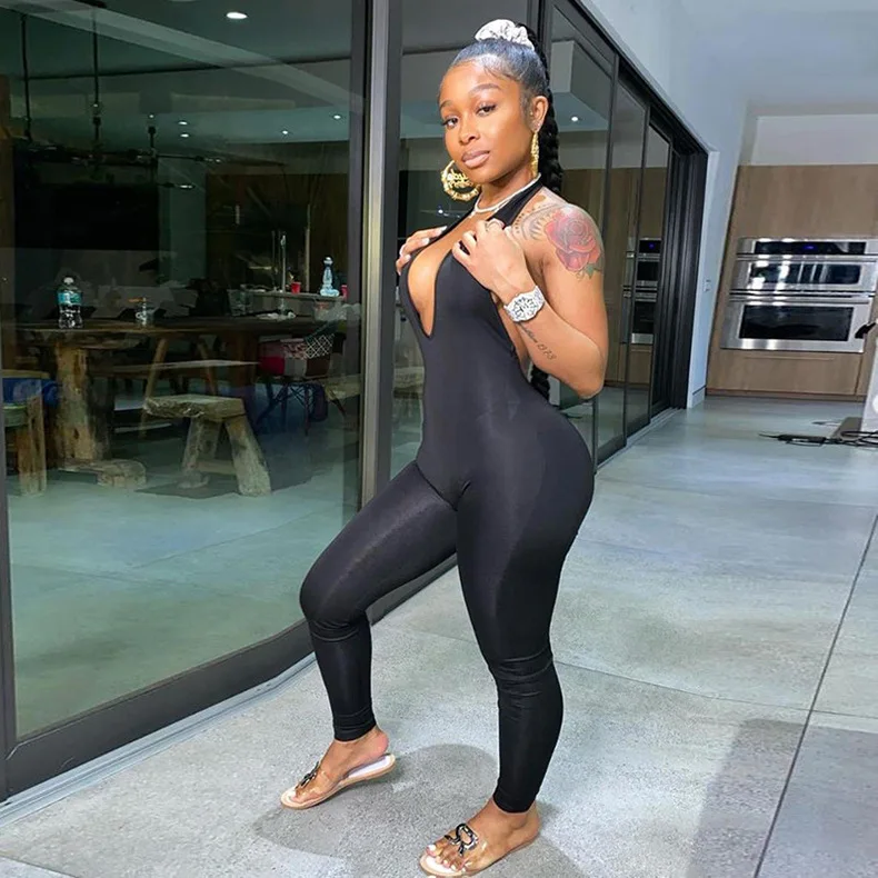 Factory wholesale  MOQ 1PC Female Slim Sports Wear Solid Color Sleeveless Bodycon Rompers jumpsuits women 2022