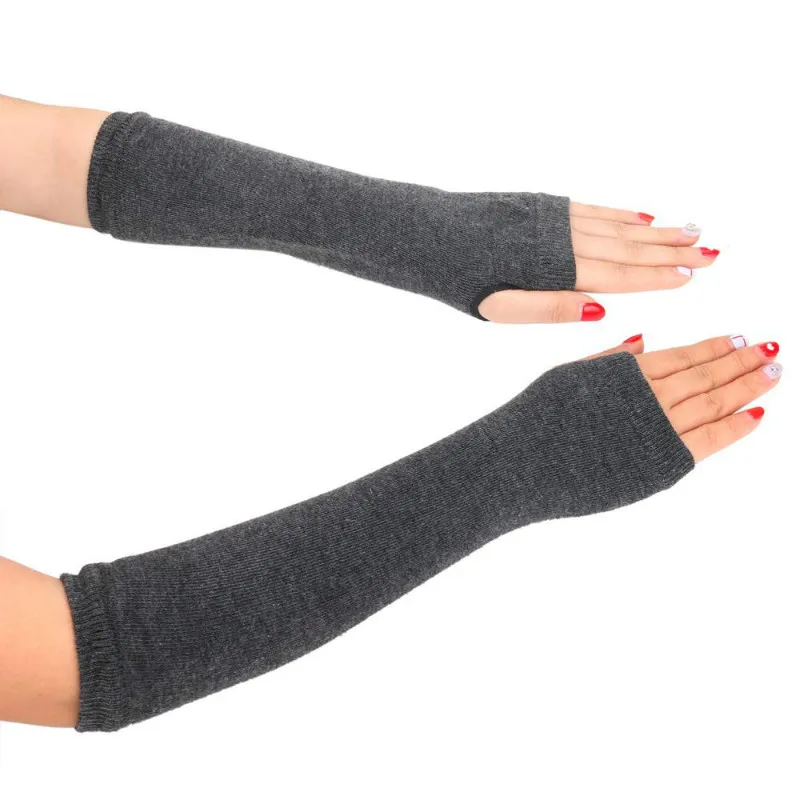 Women Men Gifts Fingerless Long Mittens Hand Arm Crochet Knitted Thicken Soft Warm Braided Wool Cycling Winter Sports Gloves