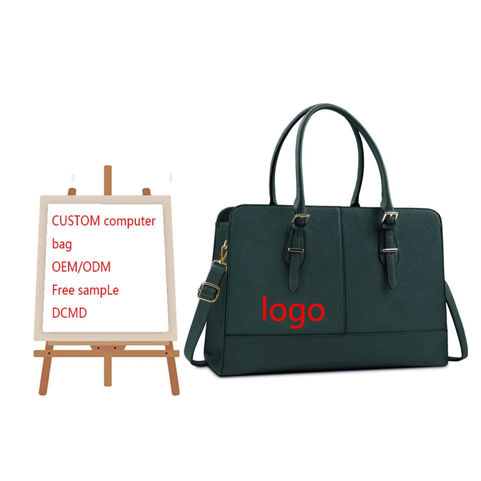 15.6 inch Laptop Tote Bag Leather Classy Computer Briefcase for Work Handbag Professional Shoulder Bag