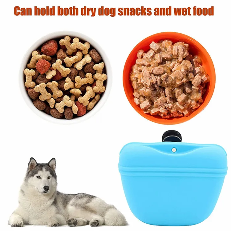 Portable Outdoor Silicone Dog Treat Pouch bag Hands Free Pet Training Waist Bag