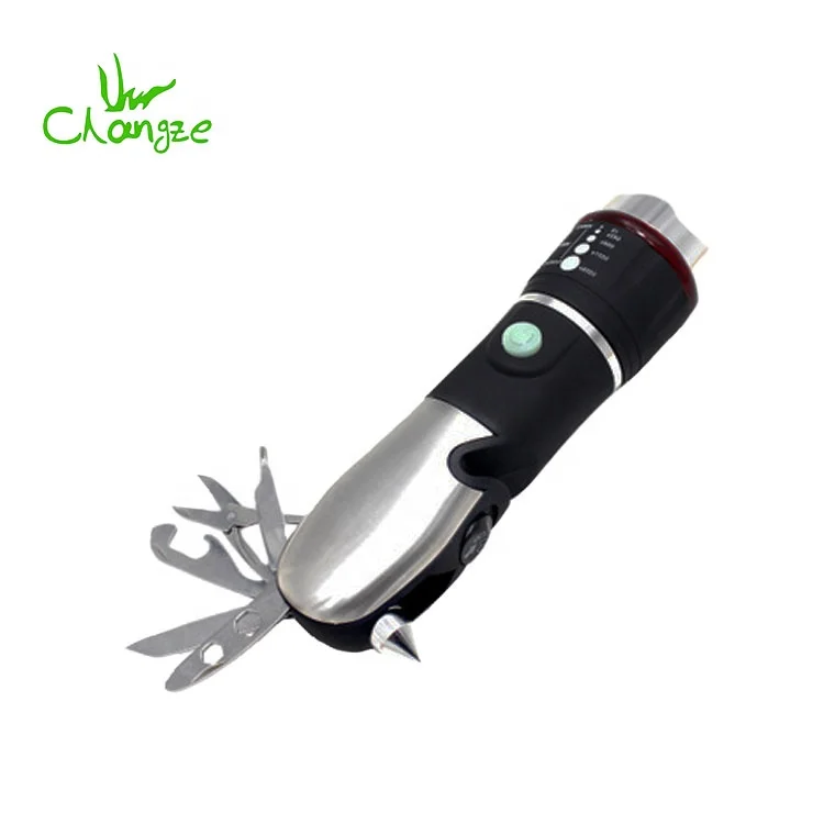 Plastic Zoom Strong Light Safety Hammer Multi Tools LED Light Torch