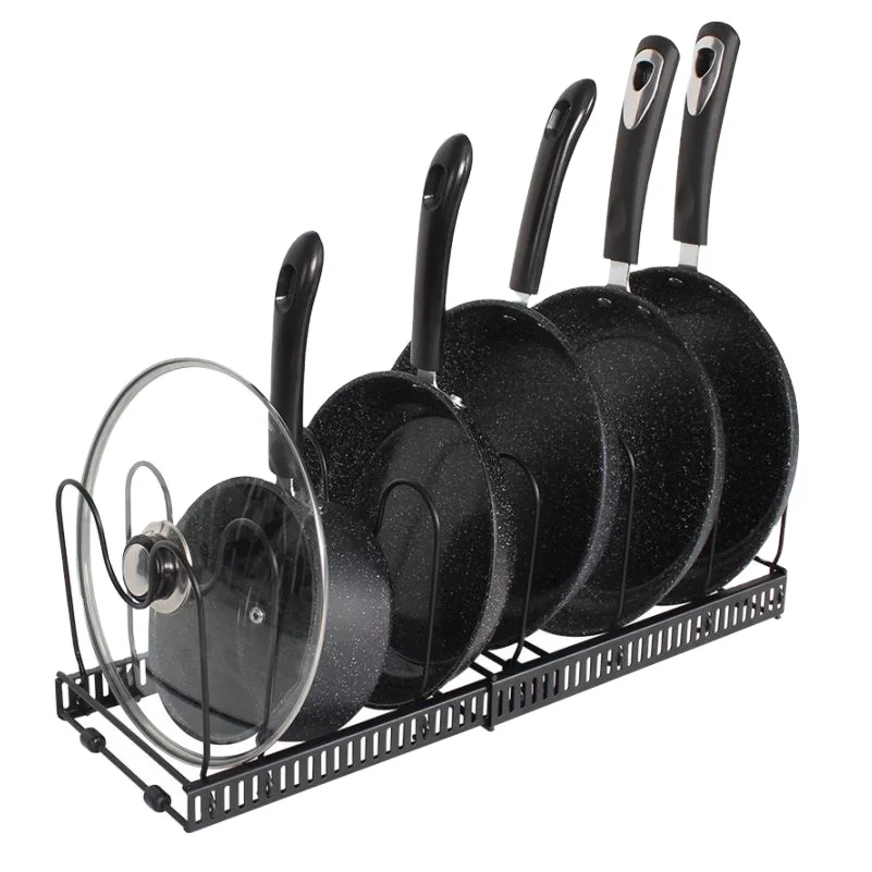 
Adjustable kitchen pan storage holders Folding kitchen pots and pans organizer rack for cabinet 