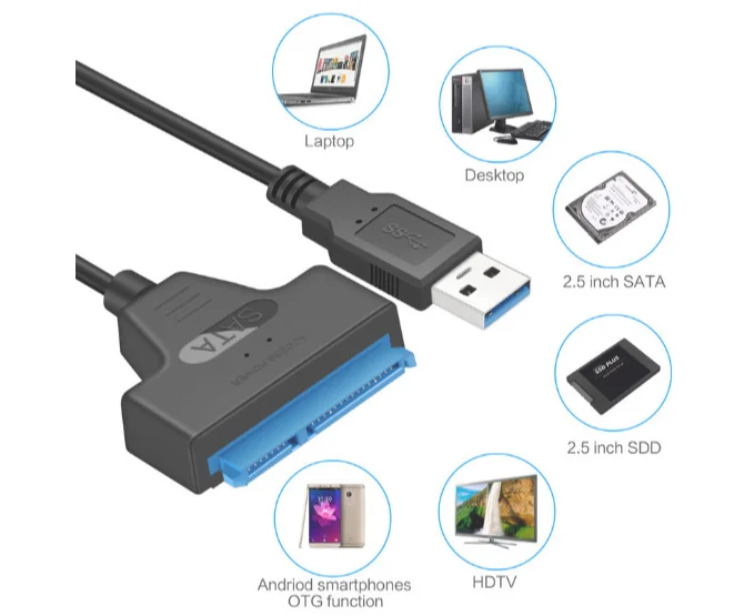 USB3.0 to Sata Adapter Converter Cable 5Gbps for 2.5 Inch Laptop Hard Disk Drive SATA HDD SDD DVD CD-ROM DVD-ROM