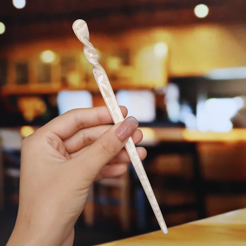 New Simple Twist Bun Acetic Acid Pattern Hair Fork With Elegant Temperament High Quality Pan Hair Chinese Wind Hair Stick