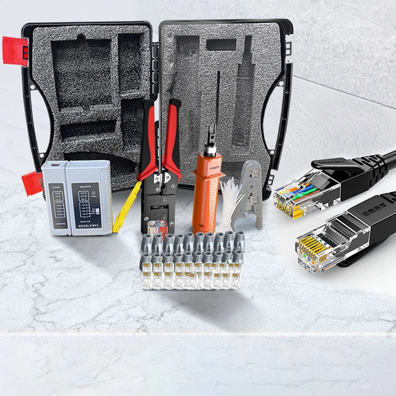 Multifunction Lan Network Cable Tester Tool Kit Box Rj45 Utp Cable Tester Crimping Stripper Tool