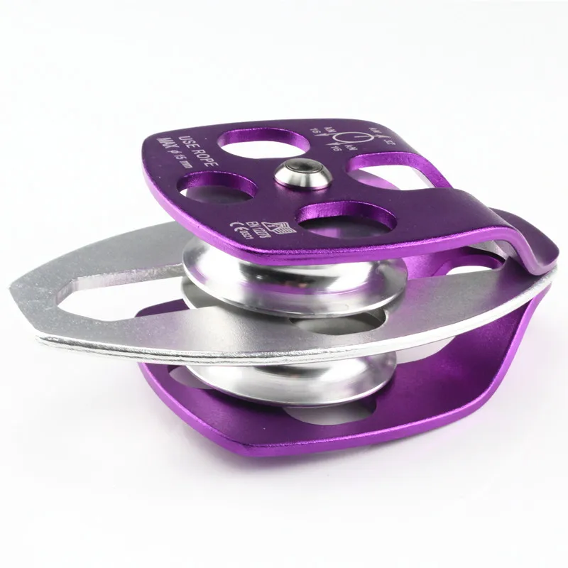 Heavy duty CE standard outdoor climbing protection double wheel pulley