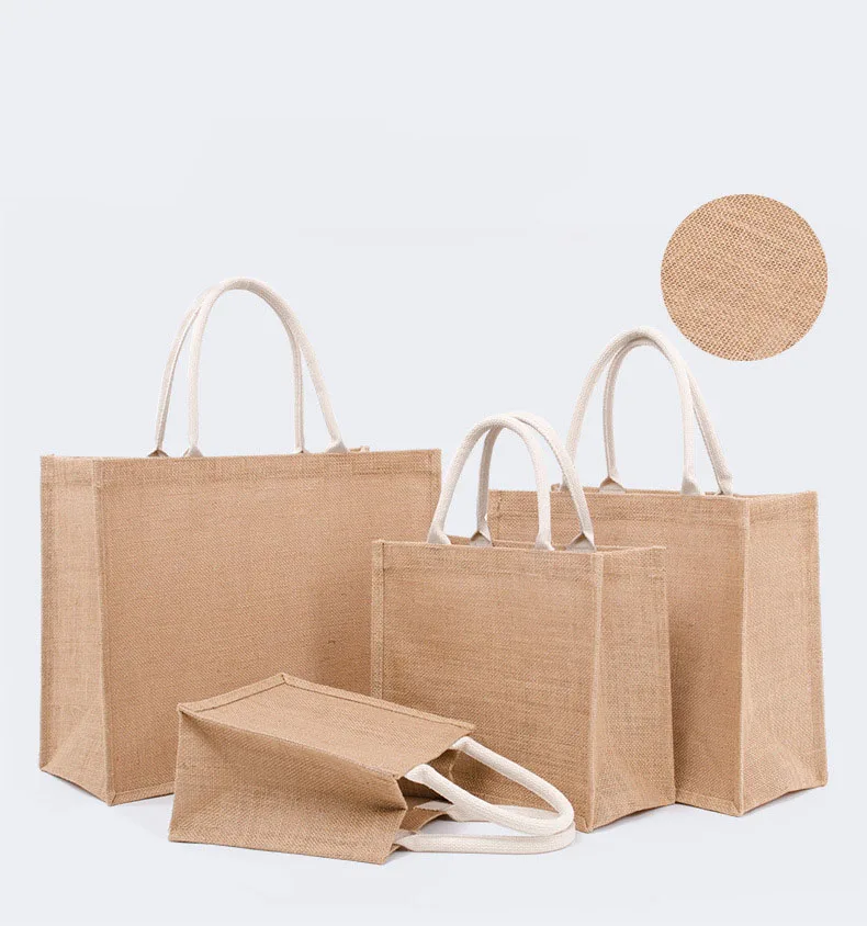
Wholesale custom printed logo big capacity burlap bag recycled eco friendly laminated waterproof mini shopping jute tote bags 