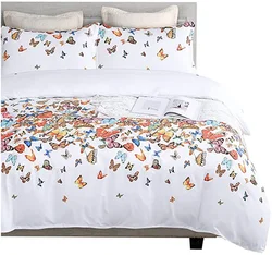Ready Stock King Queen Size Wholesale Floral White Luxury Bed Sheet Bedding Set Comforter Duvet Cover Sets