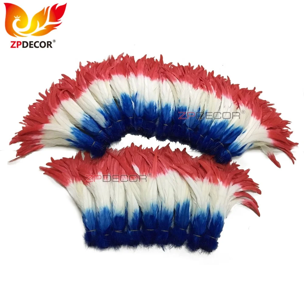 ZPDECOR Factory Wholesale Cheap 30-35 cm Dyed Multi-Colors Rooster Tail Feathers for Carnival Costumes