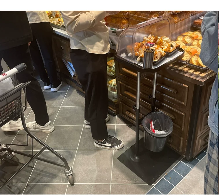 High Quality Supermarket Floor Standing Adjustable Sample Taste Stand Food Promotion Display Rack