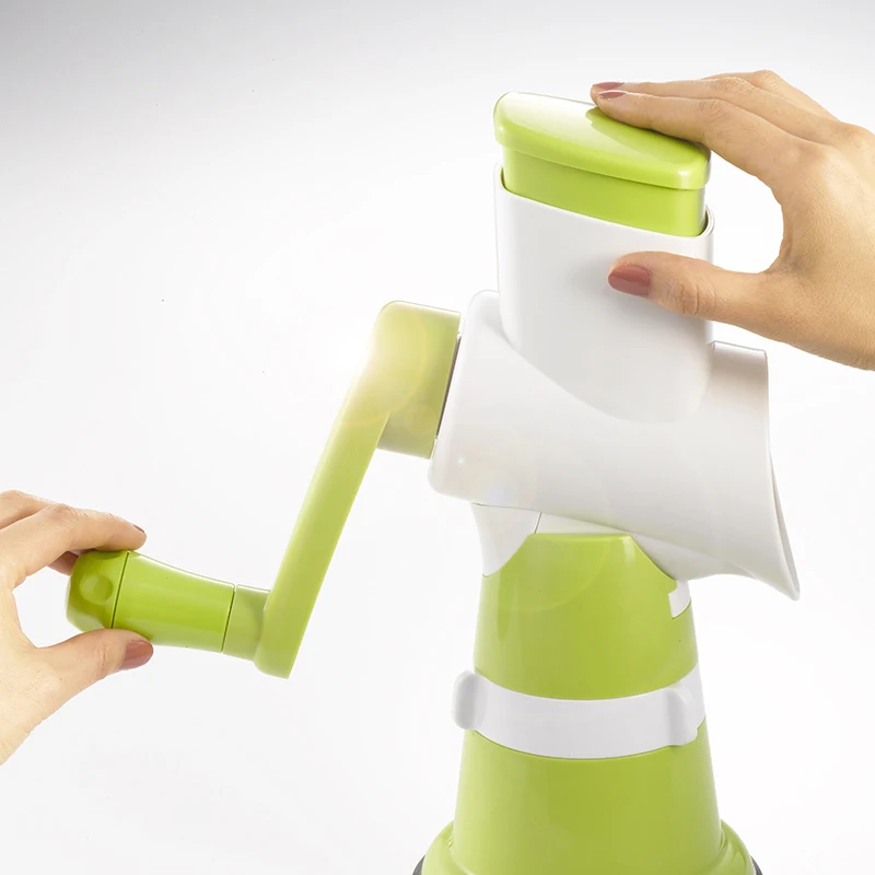 Best New Models Quick Green Hand Operated Mandoline Vegetable Cutter Rotary Cheese Grater