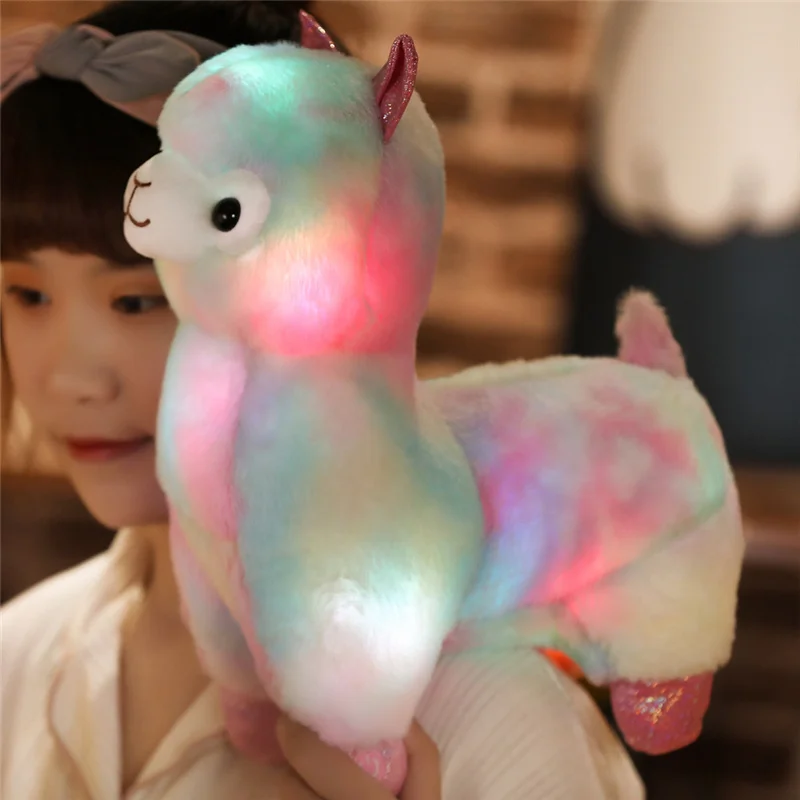 Most Popular Soft Toy Alpaca With Light Baby Plush Pillow Sheep Valentines Day Gift Toy