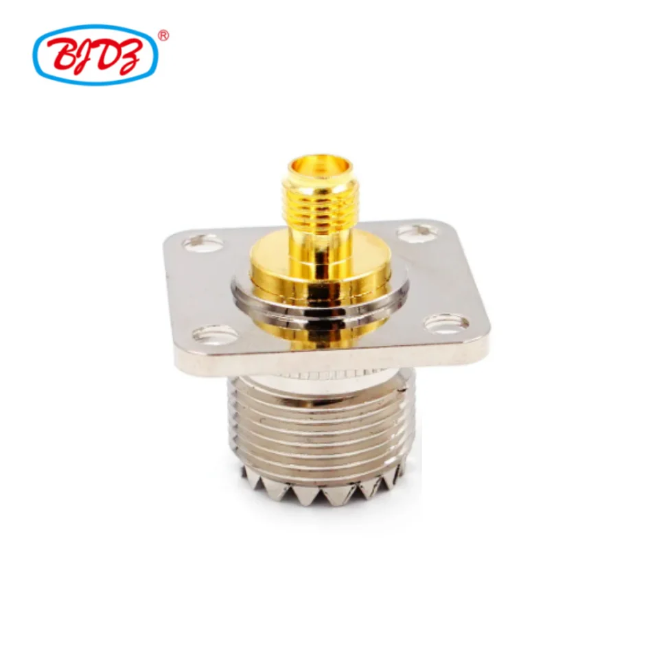SO239 UHF Female To SMA Female Flange Connector UHF To SMA 4Hole Flange Panel Mount Socket RF Coaxial Adapters Brass Copper