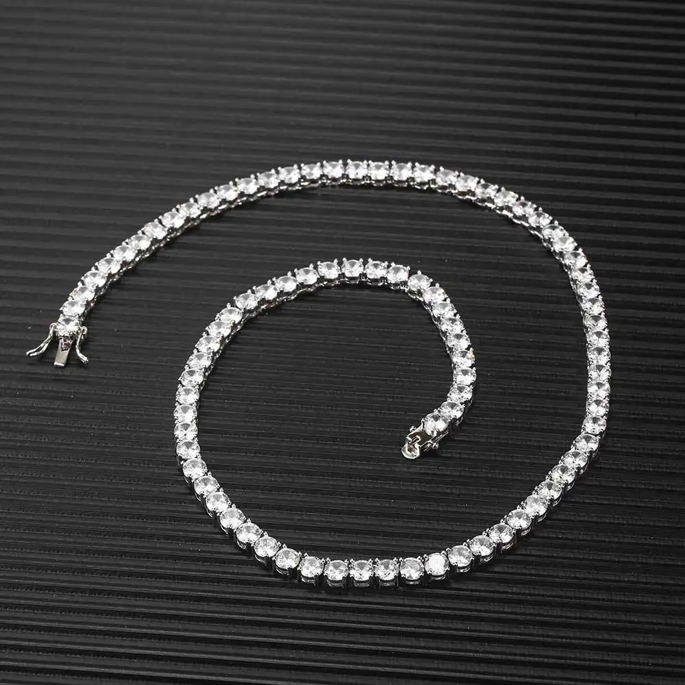 Hot selling hip hop Zircon Tennis Necklace gold silver cuban chains accessories full diamond necklaces for men and women