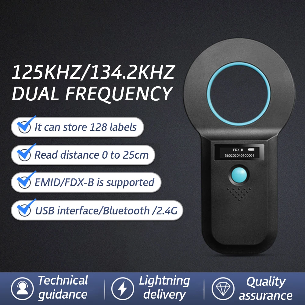 Handheld RFID Animal Chip Reader For Pet 134.2 khz Animal Microchip Scanner For Dog Cat Fish