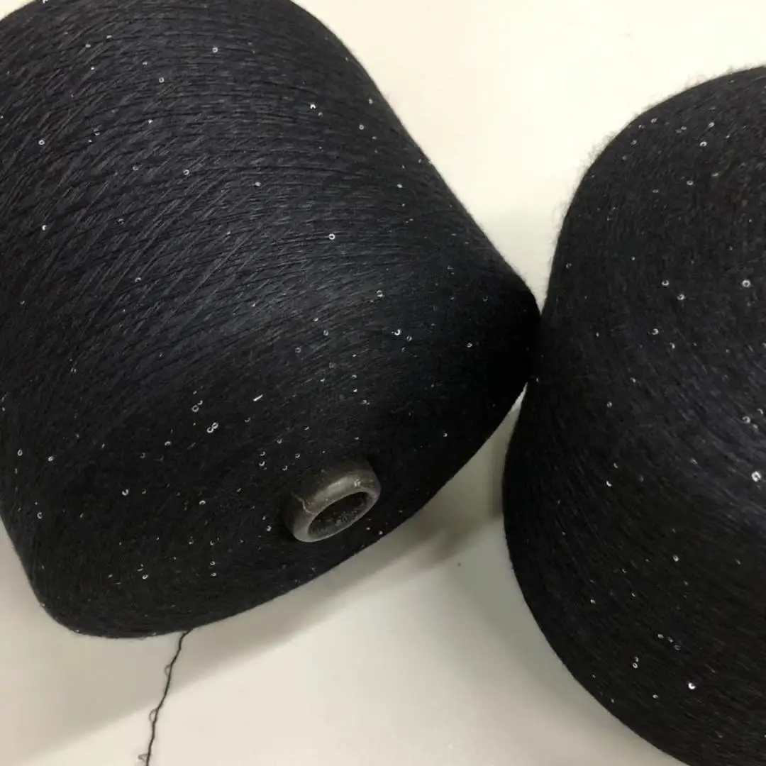 28s 50% viscose 20% polyamide 30% polyester silver sequin yarn fancy yarn for knitting